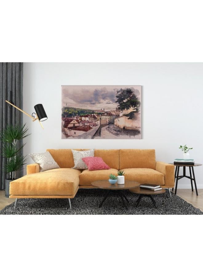 Home Gallery Canvas Wall Art, Abstract Framed Portrait of street in Prague, Czech - Image 5