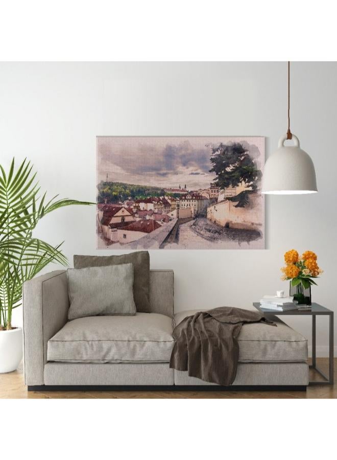 Home Gallery Canvas Wall Art, Abstract Framed Portrait of street in Prague, Czech - Image 3