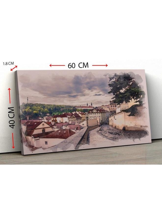 Home Gallery Canvas Wall Art, Abstract Framed Portrait of street in Prague, Czech - Image 4