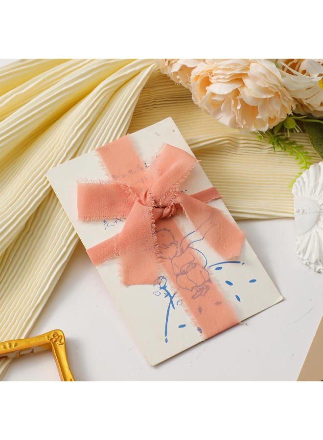 CRTWDMAN 1" x 27 Yd Chiffon Ribbon Mixed Color Ribbons Set 9 Rolls Handmade Fringe Fabric for Wedding Invitations Bridal Bouquets DIY Crafts Home Decor Bow Making(9 Rolls*3Yd) - Image 3