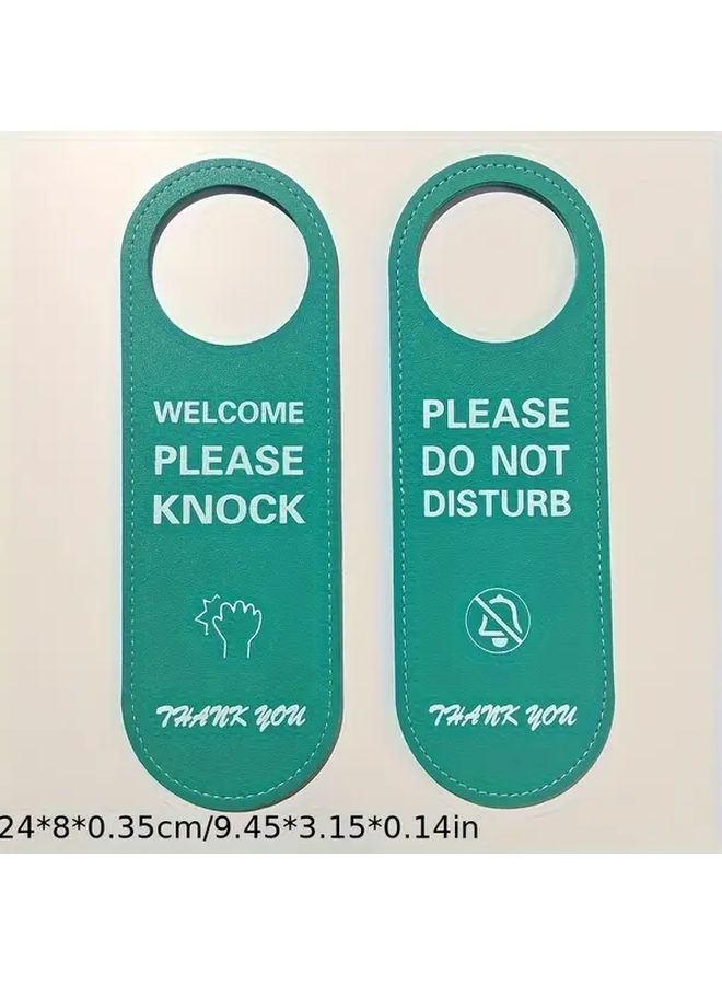 Green Do Not Disturb Door Hanger Sign with Please Knock and Thank You Instructions - Image 2