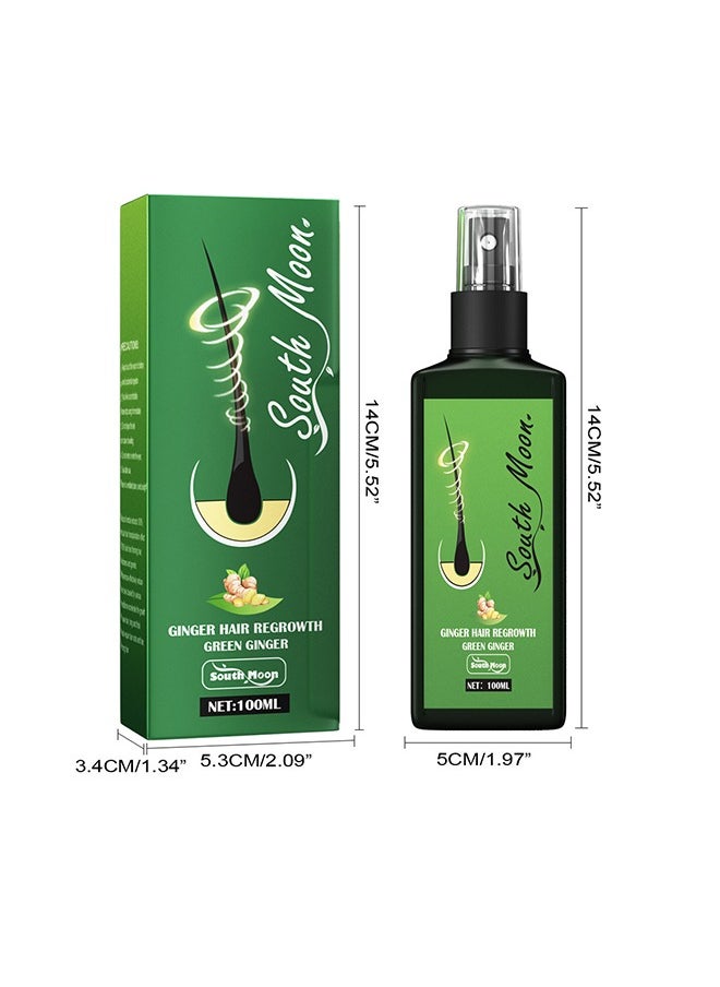 SOUTH MOON - Ginger Hair Regrowth Green Ginger,Hair Nourishing Growth Spray, Green Ginger Hair Regrowth Spray, Moisturizing Fast Growth Anti-Defixation Spray Growth Solution, Organic Growth Plus Nourishing Ginger Spray for Men and Women(100ML) - Image 1