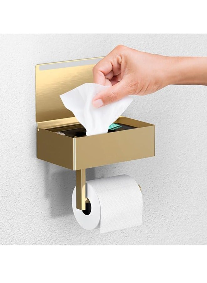 Day Moon Designs حامل ورق الحمام من Day Moon Designs مع رف – موزع ومخزن مناديل قابلة للغسل – مناسب لأي حمام - Image 1