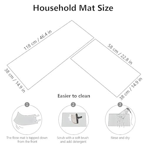 Arviz Kitchen Mat for Floor Set of 2Pcs, Washable Soft Cushioned Floor Mat for Kitchen, Durable Carpet for Modern Home Interiors, Comfort Runner Rug Floor Carpets for Kitchen Laundry Sink & Balcony - Image 2