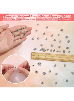 cridoz 350 Pcs Silver Spacer Beads For Jewelry Making Mixed Bulk Random Styles Metal Beads For Bracelets Necklace Earring Jewelry Making  - Image 4