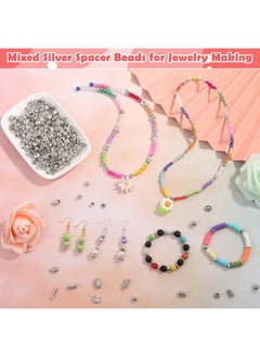 cridoz 350 Pcs Silver Spacer Beads For Jewelry Making Mixed Bulk Random Styles Metal Beads For Bracelets Necklace Earring Jewelry Making  - Image 3