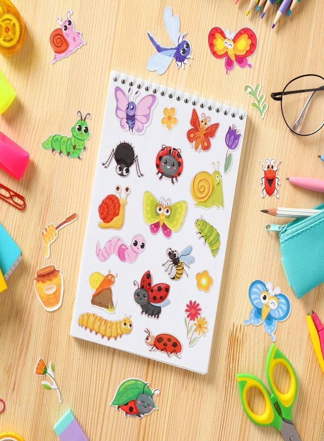 Jactales Insect Bug Puffy Stickers for Kids - 3D Small Foam Worm, Ladybug & Bee Stickers with Spring Flower Nature Theme - Fun for Toddlers, Girls, Boys & Preschool Arts & Crafts, Set of 4 Sheets - Image 4