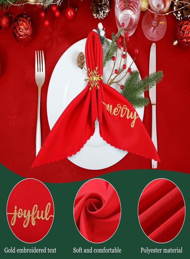 Sliner 12 Pcs Christmas Red Cloth Napkins Set 17 x 17 Inch Embroidered Seasonal Sayings Dinner Fabric Napkins Washable Wishes Grateful Blessed Merry Christmas Napkin for Holiday Kitchen Party - Image 5