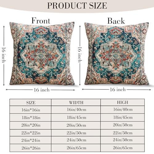 BUAEL Boho Throw Pillow Covers 16x16 inch Set of 2Boho Vintage Carpet Pattern Antique Ethnic Decor Double Sided Pattern Cushion Cover Soft Pillow Case Living Sofa Room Bed Square Pillow Cover - Image 3