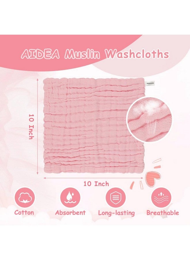 AIDEA Baby Washcloths-10 Pack, Soft Muslin Baby Towels, 100% Cotton Baby Bath Face Towels, Super Absorbent Burp Cloths for Newborn Essentials, Baby Gifts -10"x10" - Image 2