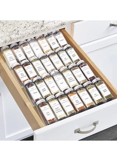 11" Spice Drawer Organizer - 4 Tier Clear Acrylic Seasoning Jars Drawer Insert - Kitchen Drawer Spice Rack Tray for Cabinet/Countertop