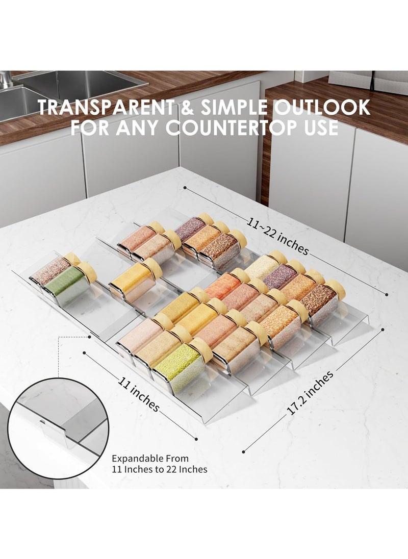 Generic - 11" Spice Drawer Organizer - 4 Tier Clear Acrylic Seasoning Jars Drawer Insert - Kitchen Drawer Spice Rack Tray for Cabinet/Countertop - Image 1
