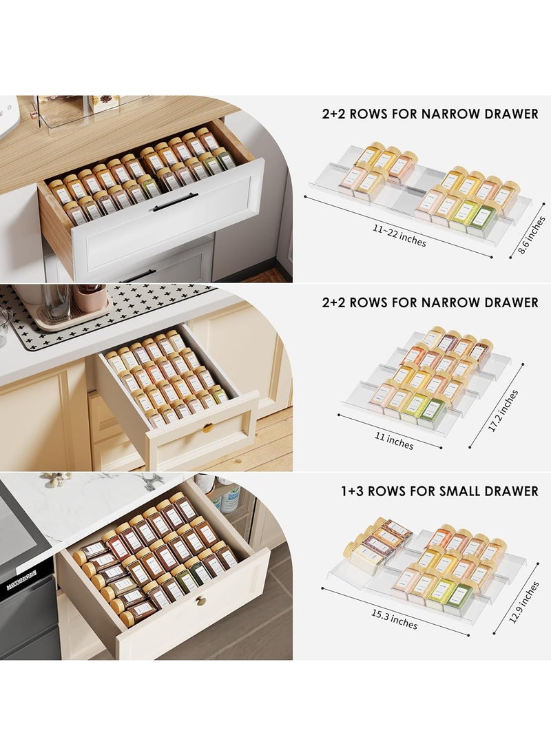 Generic - 11" Spice Drawer Organizer - 4 Tier Clear Acrylic Seasoning Jars Drawer Insert - Kitchen Drawer Spice Rack Tray for Cabinet/Countertop - Image 1