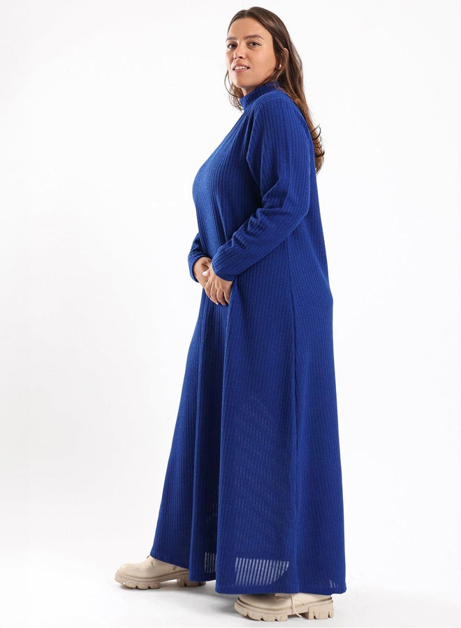 Ribbed Maxi Dress With Long Sleeves