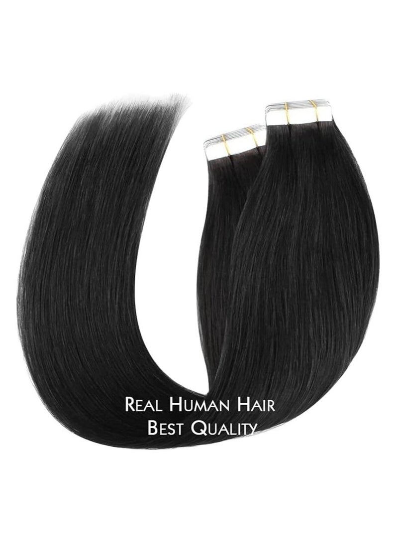 Estelle Invisible Tape in Hair Extensions Natural Human Hair Extensions 20 Pieces 50 Grams Color No 1 - Image 3
