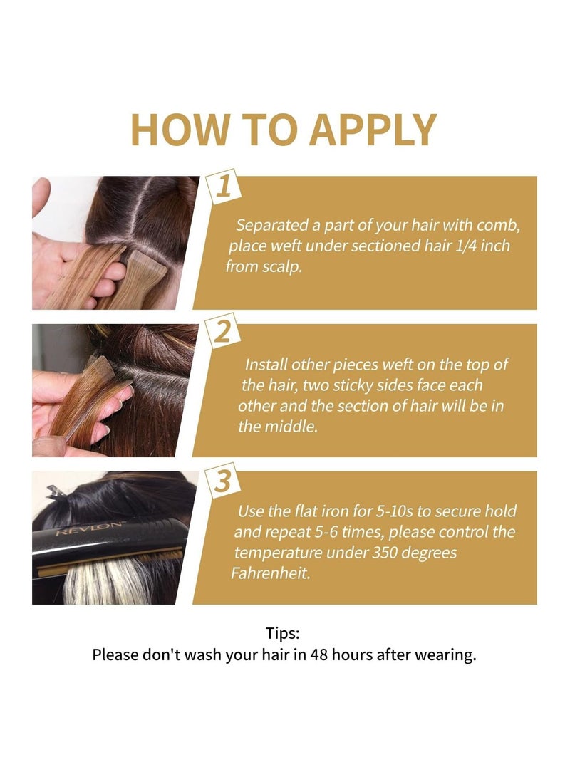 Estelle Invisible Tape in Hair Extensions Natural Human Hair Extensions 20 Pieces 50 Grams Color No 1 - Image 5