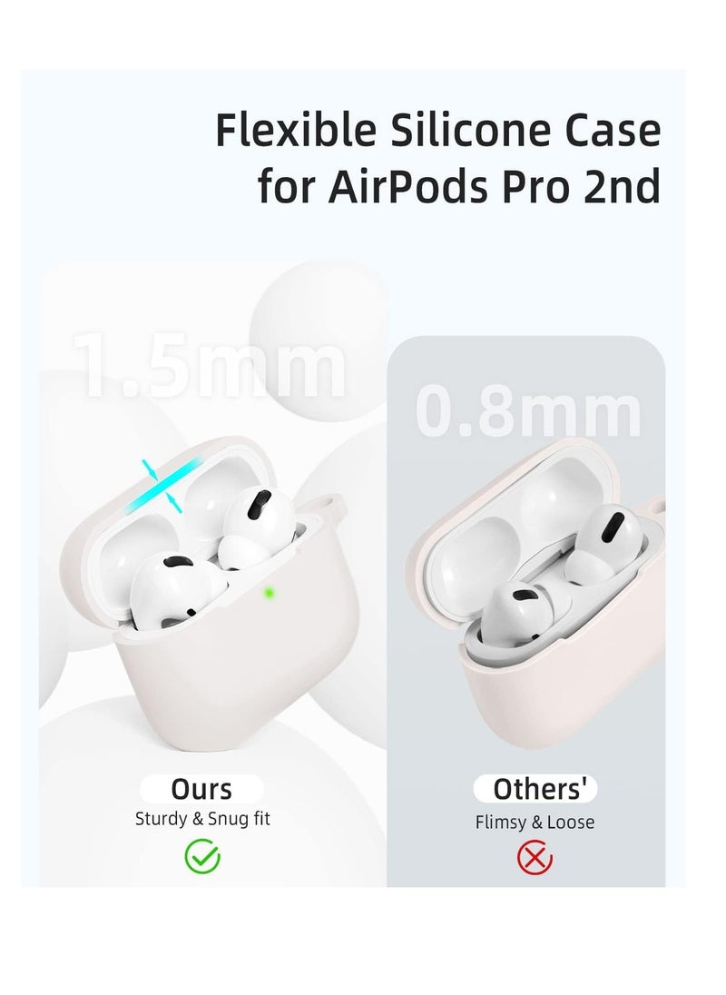 Generic - AirPods Pro 2 2nd Case Cover and AirPods Pro Case for Women and Men, Soft Silicone Protective Case for Airpods Pro 2nd Generation 2022 and AirPods Pro 1st 2019 with Keychain Front LED Visible White - Image 1