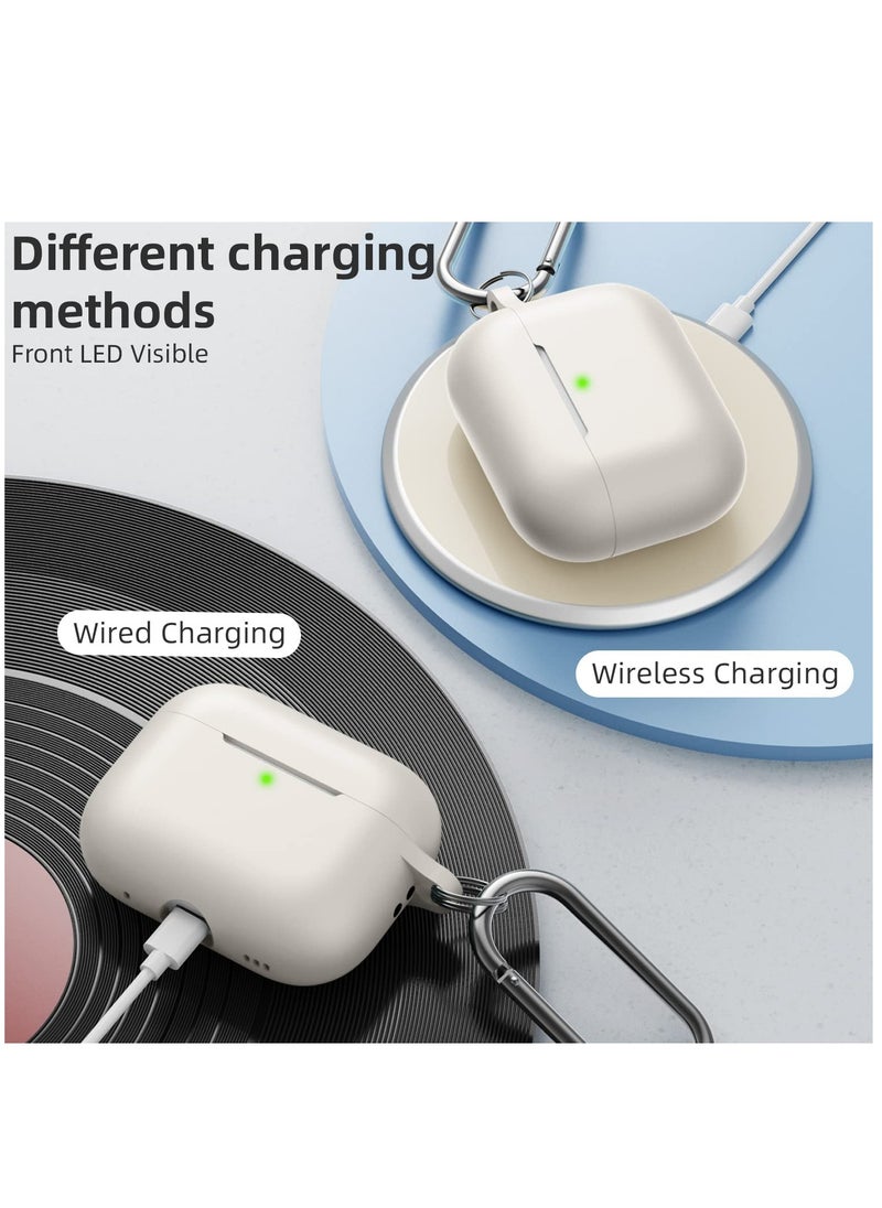 Generic - AirPods Pro 2 2nd Case Cover and AirPods Pro Case for Women and Men, Soft Silicone Protective Case for Airpods Pro 2nd Generation 2022 and AirPods Pro 1st 2019 with Keychain Front LED Visible White - Image 1