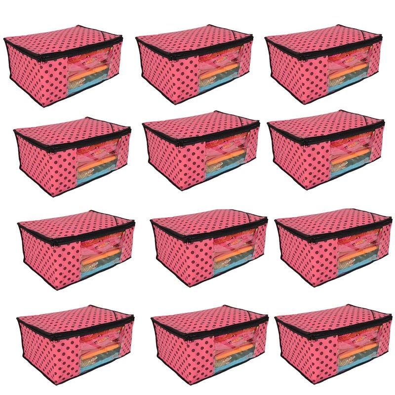 Fancy Walas Presents Non Woven Saree Cover Storage Bags for Clothes Saree Cover Fancy Saree Cover with Zip Combo Cloth Organizer for Wardrobe 12 Pcs - Image 1