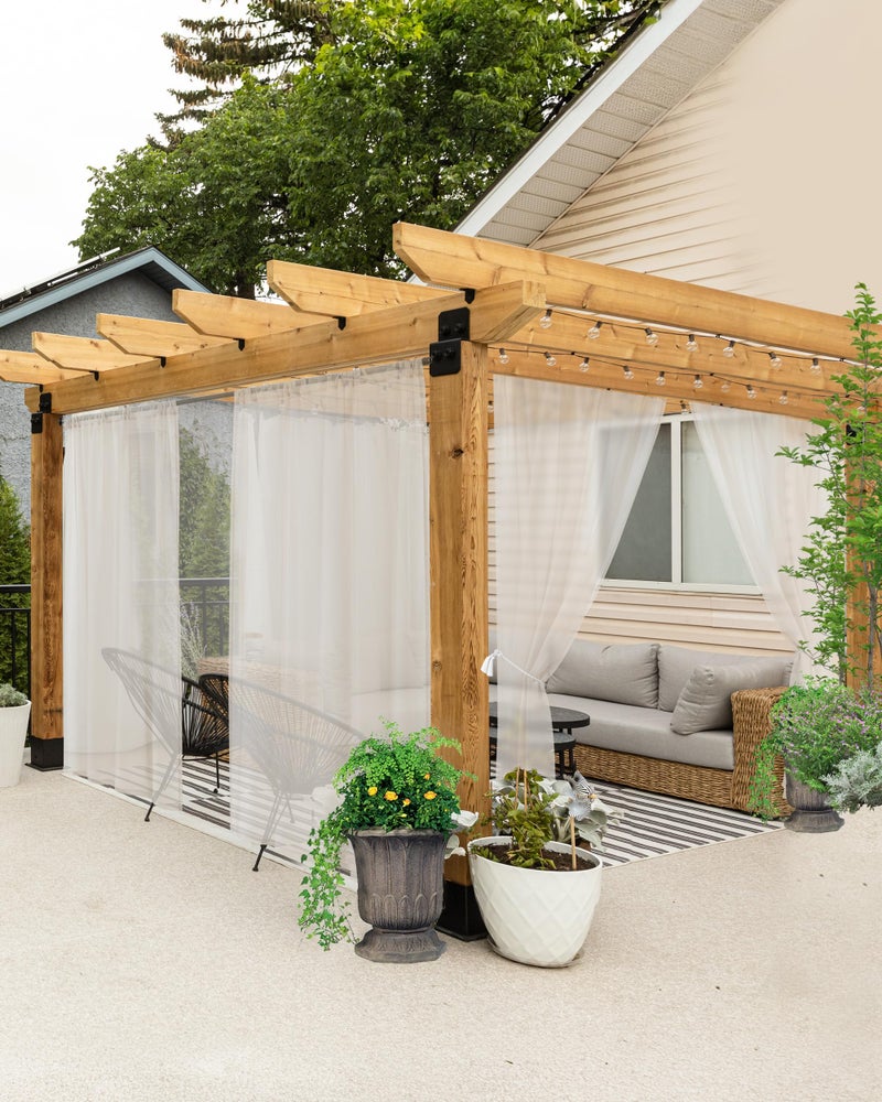 HolidayIdeas All Weather Outdoor Sheer Curtains for Patio 6 Pcs Rod Pocket Beige Volie Sheer Outdoor Curtains for Porch Balcony Gazebo PergolasCabana54x84 Inch - Image 2