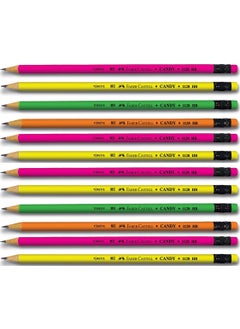 Candy Round Pencil with Eraser, Pack of 12