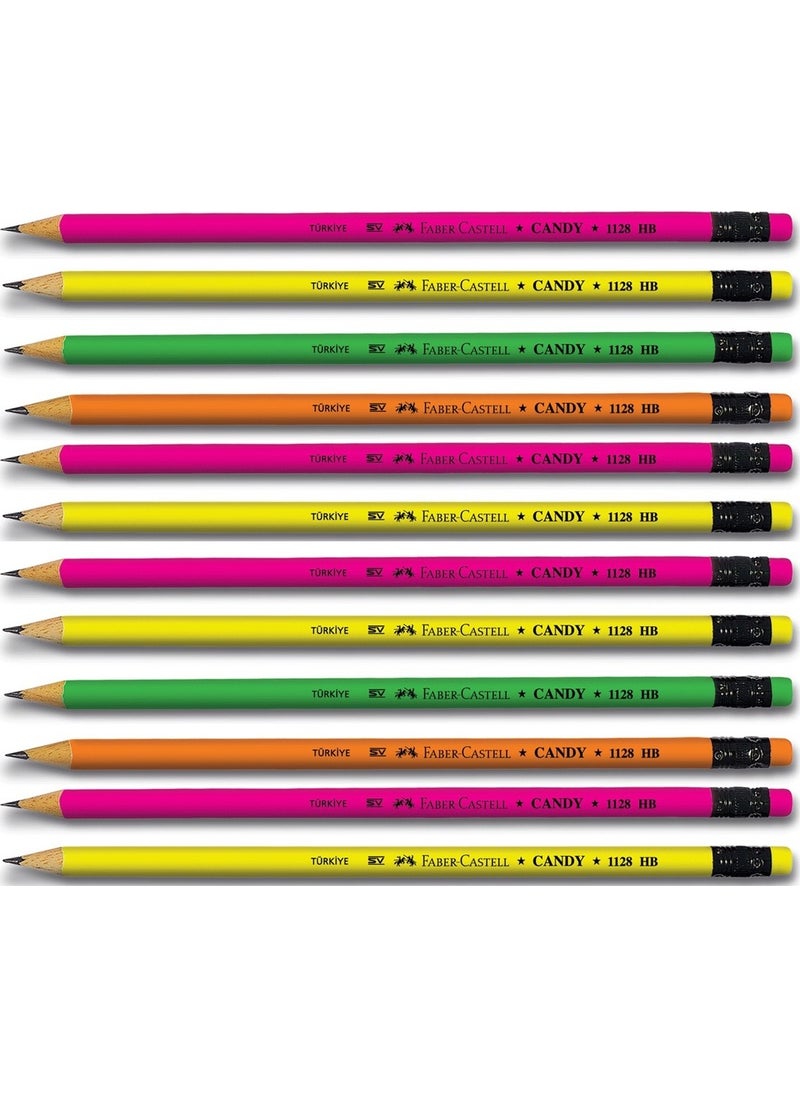 FABER-CASTELL - Candy Round Pencil with Eraser, Pack of 12 - Image 1