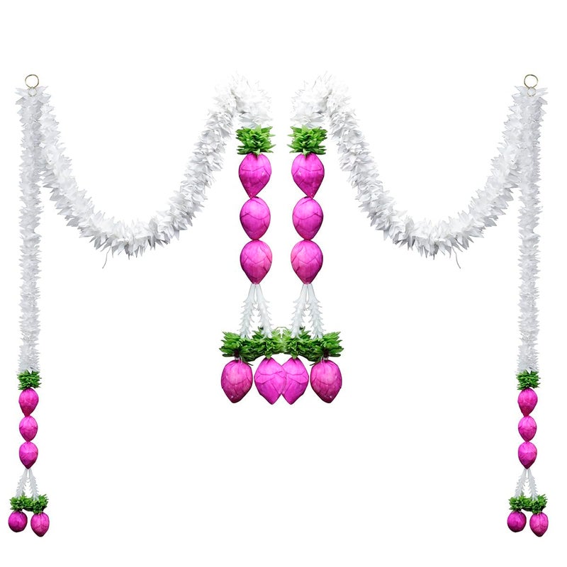 9Dzine 9Dzine Pink Lotus Hanging for Home Decor Items MDF Flower for Wall Decoration Items for Living Room Ganpati Decor Lotus Buds Hanging for Raksha Bandhan Rakhi Festival 4 Pcs  - Image 5