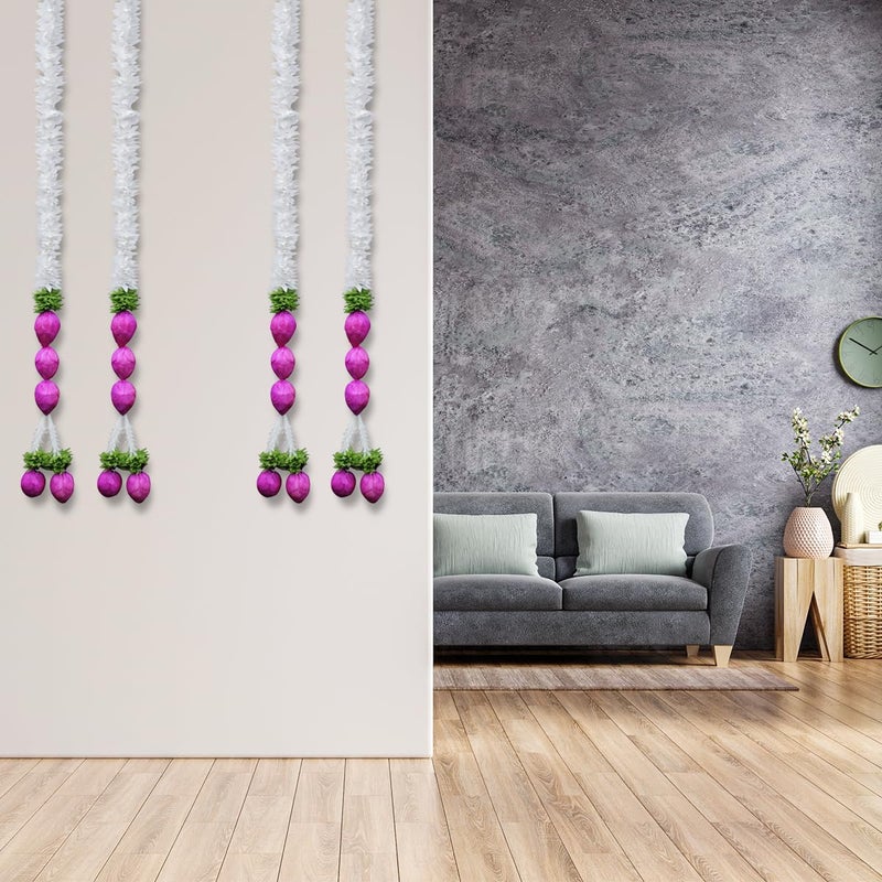 9Dzine 9Dzine Pink Lotus Hanging for Home Decor Items MDF Flower for Wall Decoration Items for Living Room Ganpati Decor Lotus Buds Hanging for Raksha Bandhan Rakhi Festival 4 Pcs  - Image 3