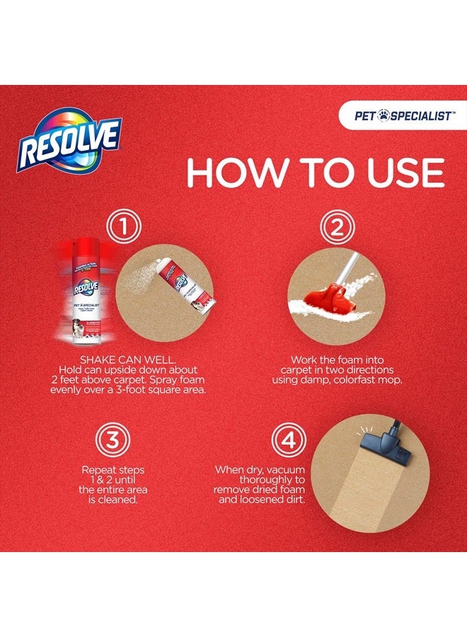 Resolve Pet Specialist Heavy Traffic Foam, Carpet Cleaner, Pet Stain And Odor Remover, Carpet Cleaner Solution, 22 Oz (2 Pack) - Image 5