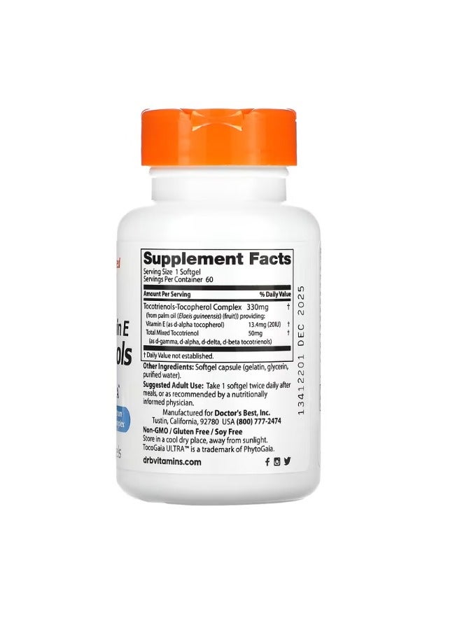 دكتورز بست Vitamin E Tocotrienols with TocoGaia Ultra 50 mg 60 Softgels - Image 2