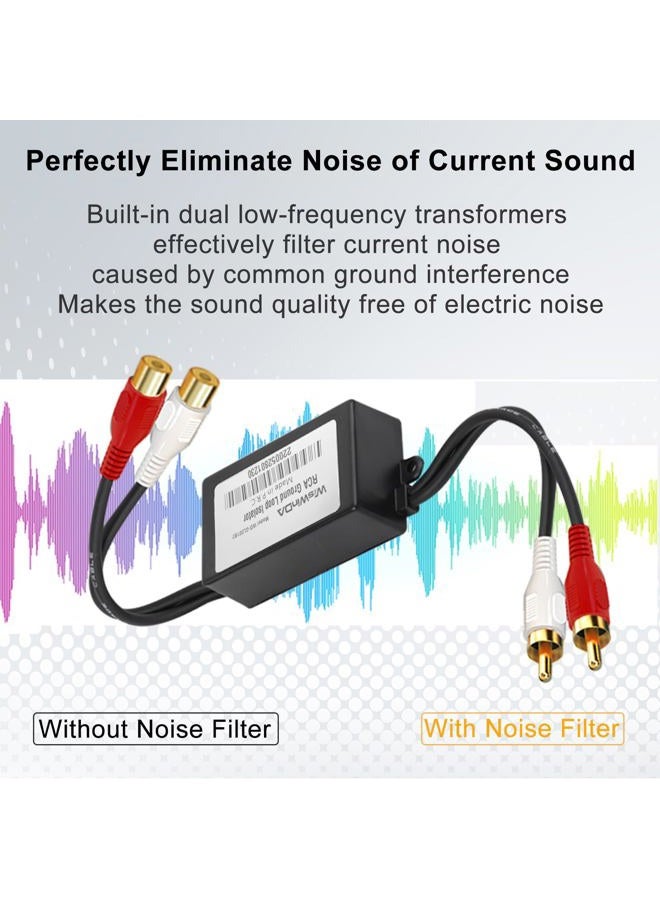 WisWinDa RCA Noise Isolator Hum Eliminator Ground Loop Noise Isolator(No Reduce Bass) ABS Shell Quality Noise Filter Isolator for HIFI Stereo Home Theater Car Audio Player Plug&Play(Black) - Image 3