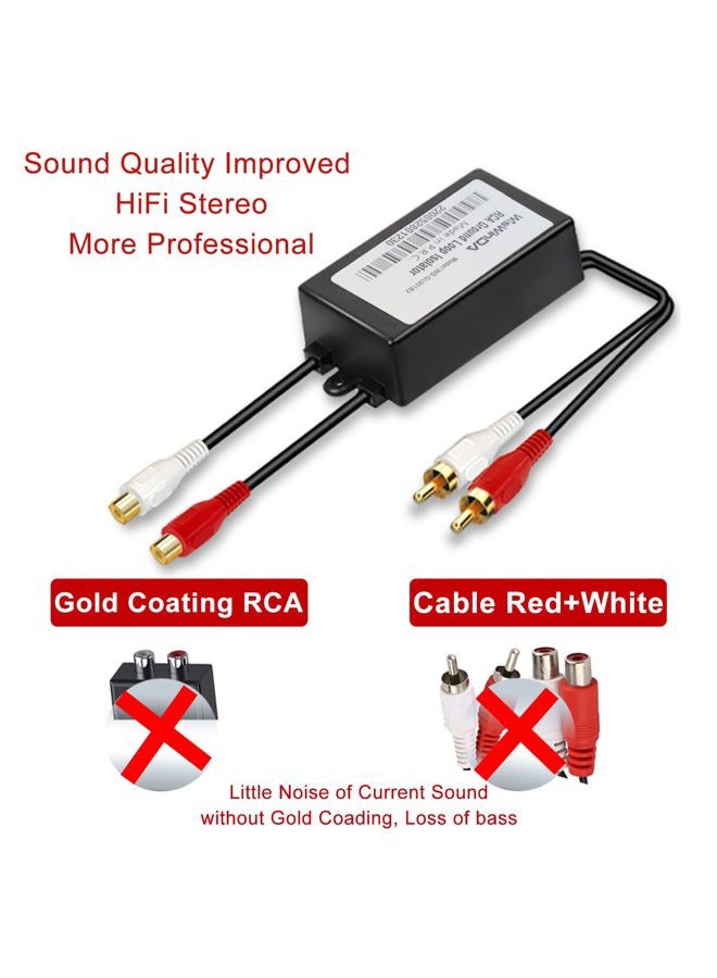 WisWinDa RCA Noise Isolator Hum Eliminator Ground Loop Noise Isolator(No Reduce Bass) ABS Shell Quality Noise Filter Isolator for HIFI Stereo Home Theater Car Audio Player Plug&Play(Black) - Image 4