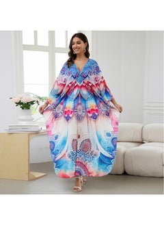 Beach Blouse Positioning Printed Vacation Robe Loose Blouse Cross Border 8759(41 Colors) Y-Color:8759-35 Abstract Pattern-