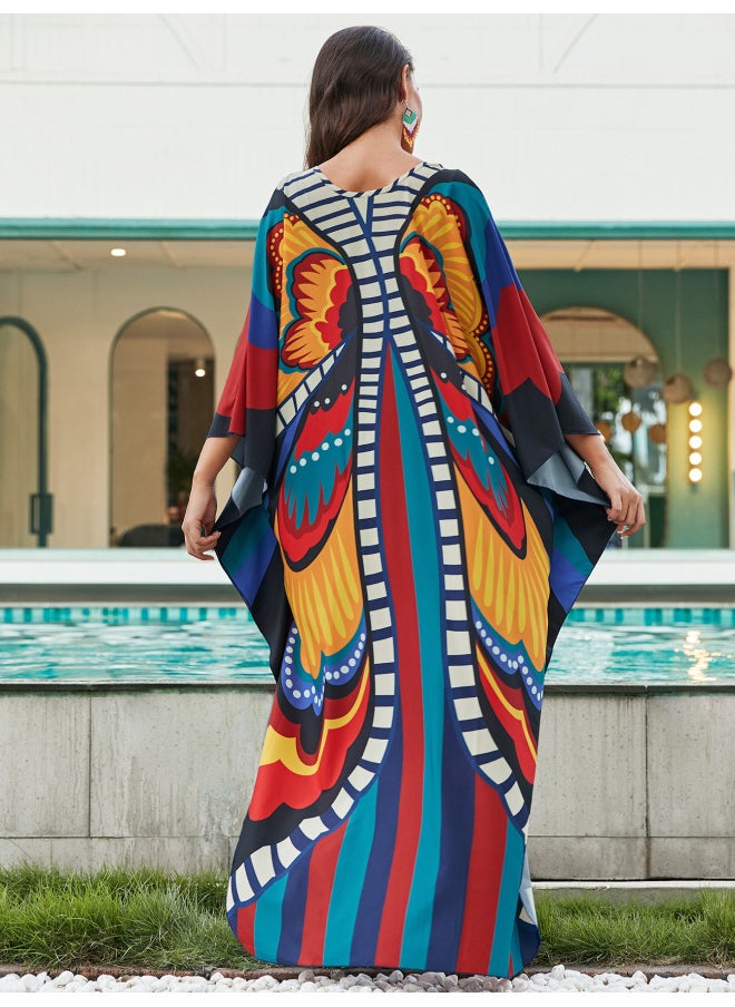 Generic - Beach Blouse Positioning Printed Vacation Robe Loose Blouse Cross Border 8759(41 Colors) Y-Color:8759-35 Abstract Pattern- - Image 1