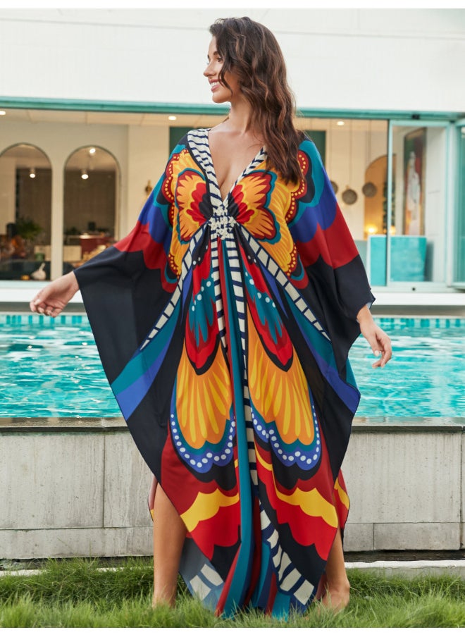 Generic - Beach Blouse Positioning Printed Vacation Robe Loose Blouse Cross Border 8759(41 Colors) Y-Color:8759-35 Abstract Pattern- - Image 1