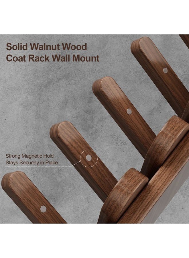 Sueuapp Walnut Wood wall mounted coat rack,Coat Rack Hanger Wall Mount with 8 Hooks, Heavy Duty Coat Hooks for Hanging Coats,Hats,Towels,Bags,Keys,Dog Leashes Entryway,Bedroom,Living Room,Home Decor Gift - Image 3