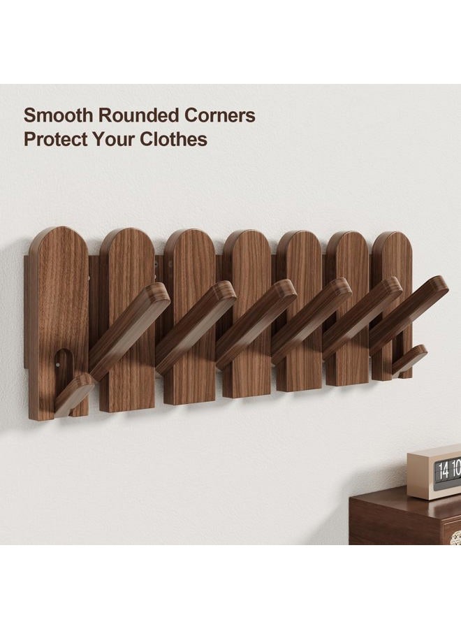 Sueuapp Walnut Wood wall mounted coat rack,Coat Rack Hanger Wall Mount with 8 Hooks, Heavy Duty Coat Hooks for Hanging Coats,Hats,Towels,Bags,Keys,Dog Leashes Entryway,Bedroom,Living Room,Home Decor Gift - Image 5