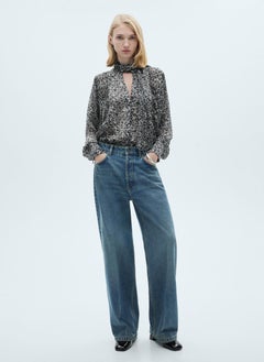 MANGO Leopard Print Blouse With Collar And Bow  - Image 4