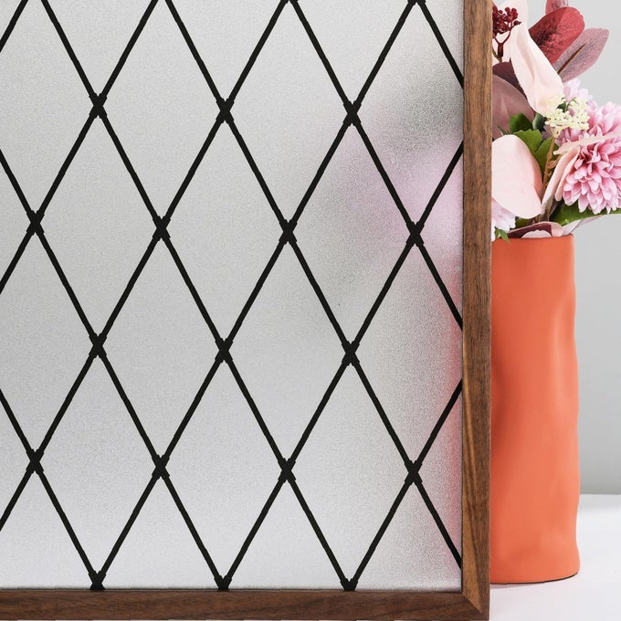 WINDOW PRIVACY FILM FROSTED GLASS WINDOW FILM STATIC CLING WINDOW TINT FOR HOME DCOR ANTI UV BLACK LATTICE SUN BLOCKING WINDOW COVERING 354X787 INCHES