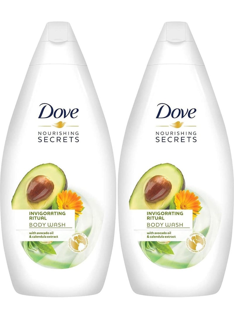 Dove Nourishing Secrets Invigorating Ritual Body Wash, Avocado Oil & Calendula Extract, 16.9 Ounce / 500 Ml, Pack of 2 - Image 1