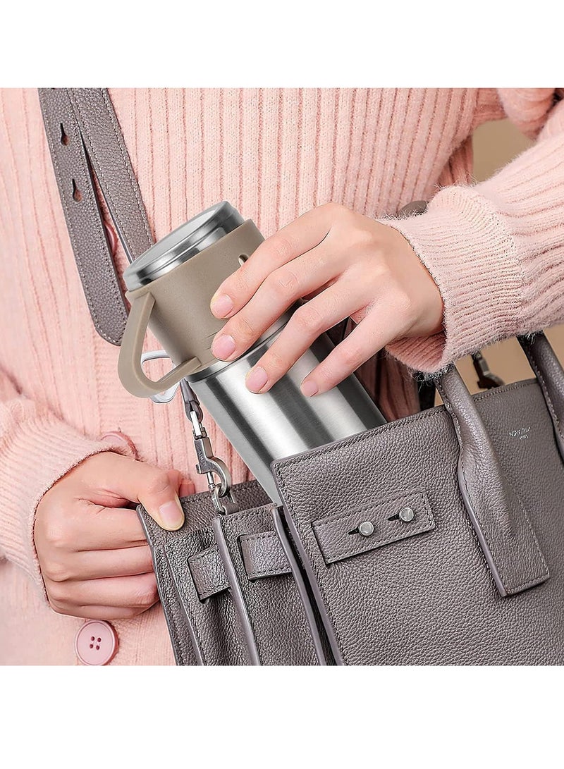 ELTRAZONE NEW Vacuum Insulated Flask 500ml/17.6oz Stainless Steel Thermo-Bottle with Cup for Coffee, Water, Hot & Cold Drinks – Silver Brown - Image 5