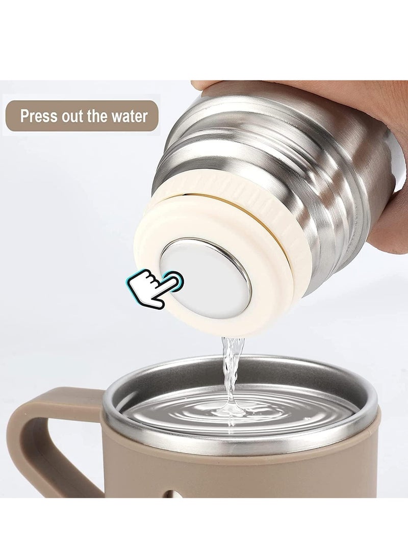 ELTRAZONE NEW Vacuum Insulated Flask 500ml/17.6oz Stainless Steel Thermo-Bottle with Cup for Coffee, Water, Hot & Cold Drinks – Silver Brown - Image 4