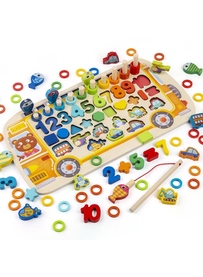 Children's Puzzle Toy 3d Wooden Puzzle Craft Kit Space Shuttle Model Building Set Educational Diy Assembly Toy For Kids-Color:Busy School Bus - Image 1