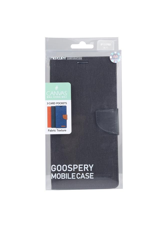 GOOSPERY Case For iPhone 15 Pro Max CANVAS DIARY Fabric Texture Flip Leather Phone Case  - Image 4