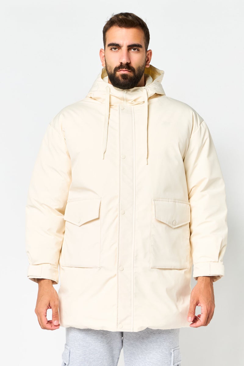 Reebok جاكيت رياضي خارجي للرجال، أبيض فاتح - Image 1