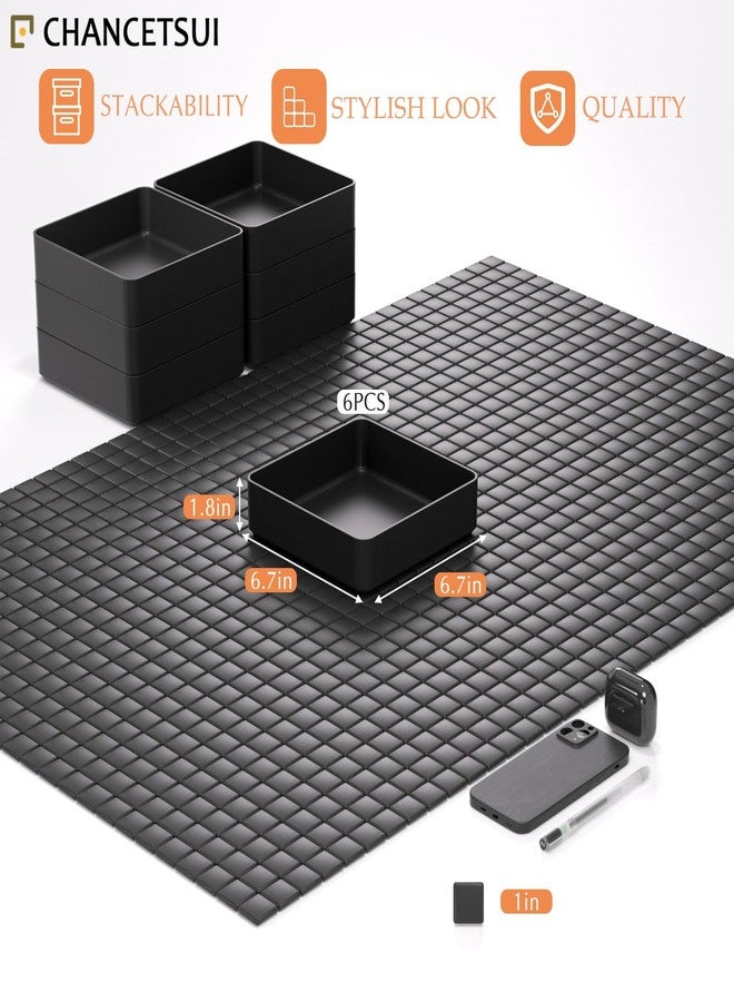 CHANCETSUI Black Stackable Vanity Organizer Trays: Thick Makeup Holder for Countertop, Shallow Drawers - Image 5