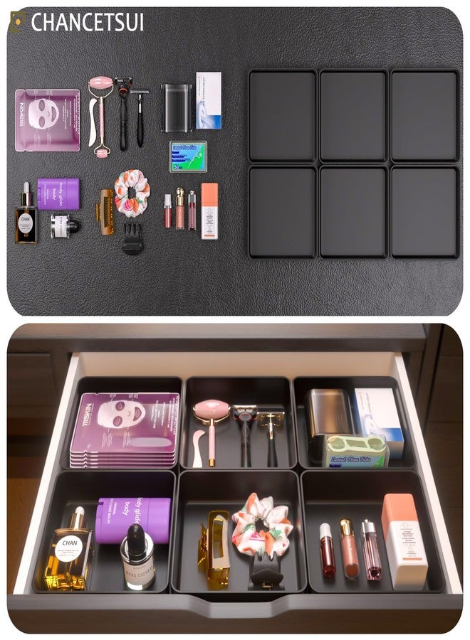 CHANCETSUI Black Stackable Vanity Organizer Trays: Thick Makeup Holder for Countertop, Shallow Drawers - Image 4
