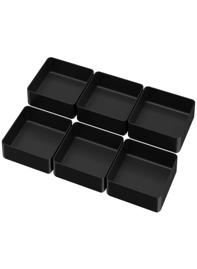 CHANCETSUI Black Stackable Vanity Organizer Trays: Thick Makeup Holder for Countertop, Shallow Drawers - Image 1