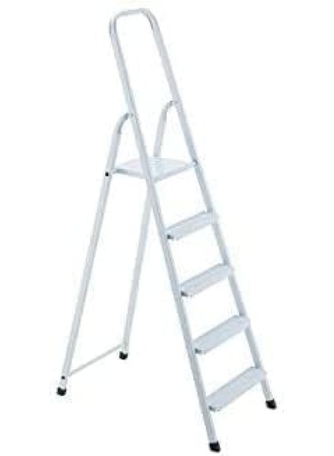 ROBUSTLINE Ladders Premium Quality Highly Durable Steel Ladder 5 Steps - White