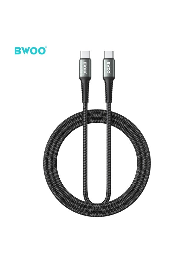 بوو كابل USB-C إلى USB-C مضفر 1 متر 60 واط للشحن والمزامنة أسود - Image 1